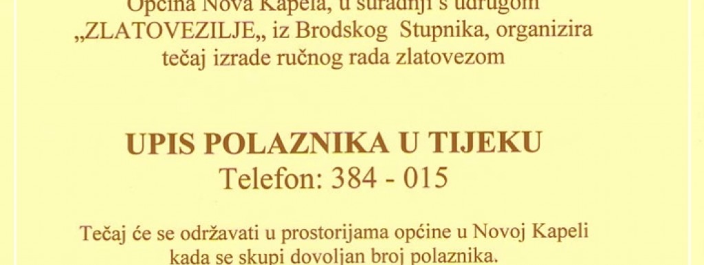 Upis polaznika na tečaj zlatoveza