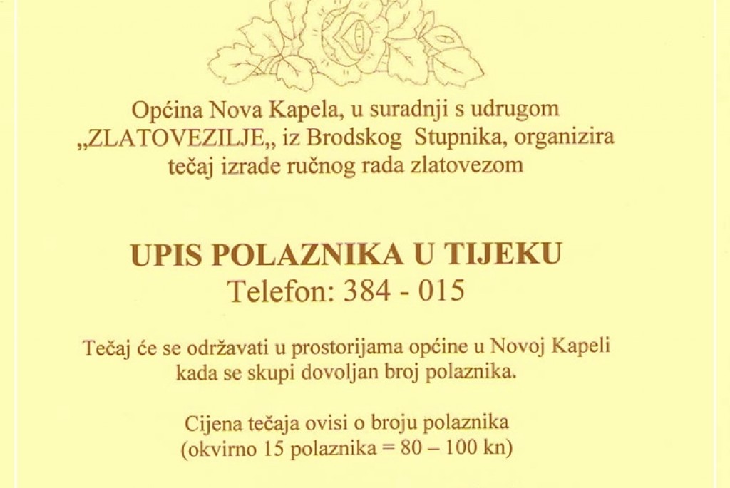 Upis polaznika na tečaj zlatoveza